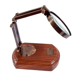 Vintage Style Desk Top Channer Magnifier Nautical Brass Magnifying Glass on Wooden Stand Christmas Gifting Item