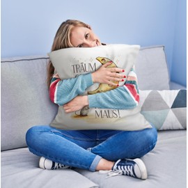 speecheese Mouse and Cheese Moon Dream Large Cuddly Cushion Children's Gift - Cute Decorative Cuddly Cushion for Baby Room or Cheese Lovers