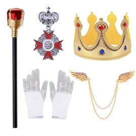 Mecamelon King Prince Charming Costume for Boys Kids Medieval Cosplay Dress Up Royal Outfits (Blue, 7-8 Years)