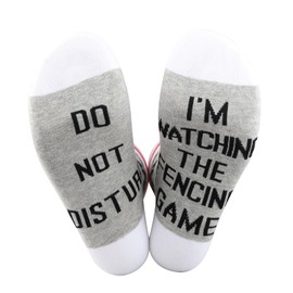 Funny Fencer Gift Rapier Gift Holiday Gift For Fencers Lover Fencing Team Gift Fencing Fans Gift (CA/US, Alpha, One Size, Regular, Regular, Fencing game socks CA)
