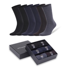 AWS/American Made Men’s Business Dress Socks Soft Breathable Crew Socks 6 Pairs with Gift Box (Style 5)