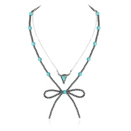 Navajo Pearl Bow Necklace Western Jewelry for Women Cowgirl Turquoise Necklaces Jewelry (9)