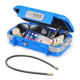 Olipiter Combination Lock Box, Beach Safe Lock Box with 4 Digital Combination, Waterproof Security Travel Small Box with Removable Wire Rope for Home, Office, Hotel, Cars, Travel