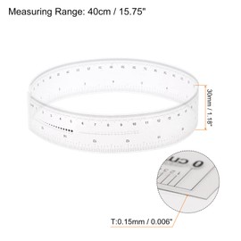 HARFINGTON Film Flexible Ruler 16 Inch 0.1mm Scale PET Plastic Covered Folding Straight Ruler Calibration Soft Ruler Measuring Tool for Factory, Transparent