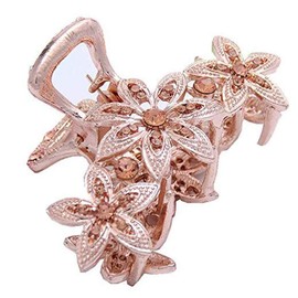 Women Elegant Rhinestones Hair Claw Vintage Metal Fancy Crystal Hair Jaws Hair Clamp Non-Slip Barrette Hair Accessories (Gold)