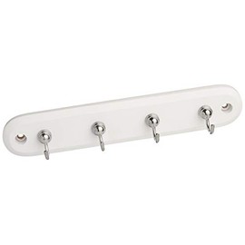 Spectrum Diversified Spectrum, Modern Entryway Organizer & Wall Décor Diversified Four Key Rack, Wood, 4-Hook, White/Chrome