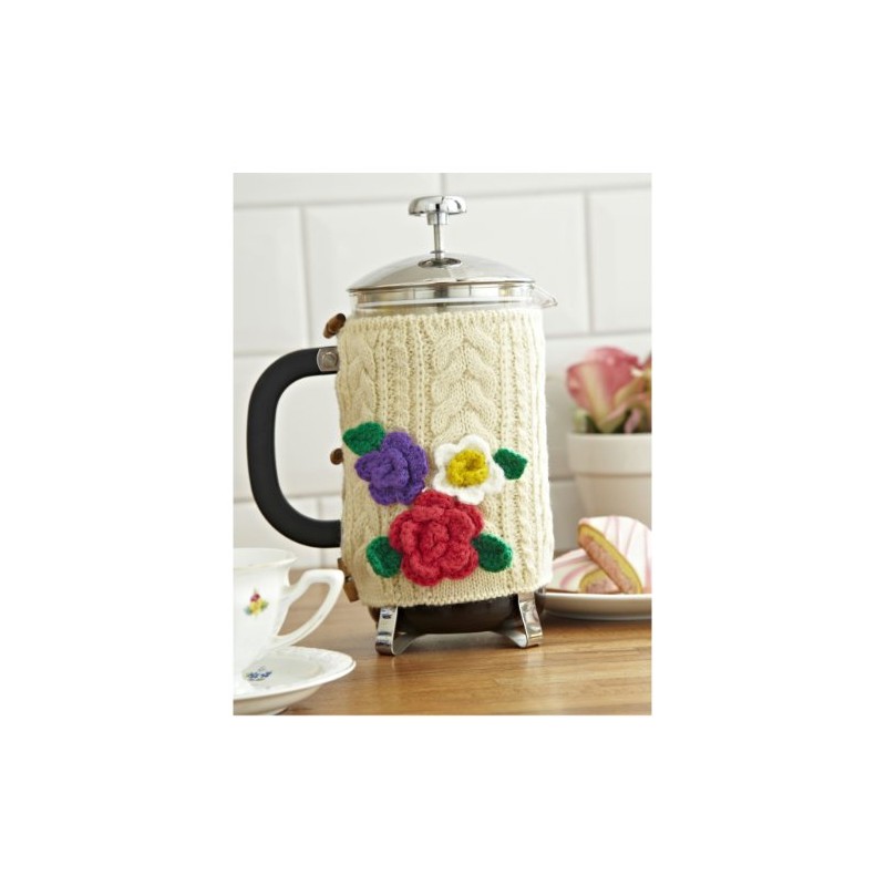 Flower Corsage Knitted Cafetiere Cosy