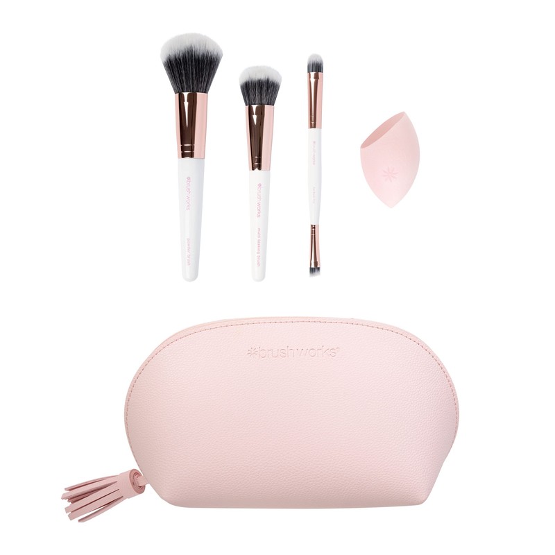 Brushworks Travel Makeup Brush & Sponge Set