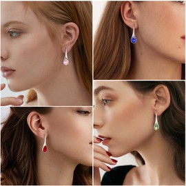 Drop Earrings for Women Dangle Trendy Silver Crystal Teardrop Dangle Earrings Boho Jewelry for Holiday Gifts (crystal-ST-C)