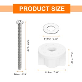 sourcing map 4Pcs Toilet Seat Hinge Screw, 3.15" Stainless Steel Universal Toilet Seat Screws with Nuts and Gasket for Toilet Seat Replacement Parts