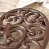 Antique Brown Scrolled Heart Pan Rest Trivet Stand Mothers Day