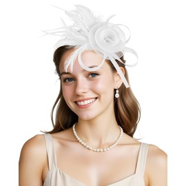Fascinator Hat for Women Tea Party Hats Mesh Veil Headband Tea Party Headpiece and Lace Glove Set for Women