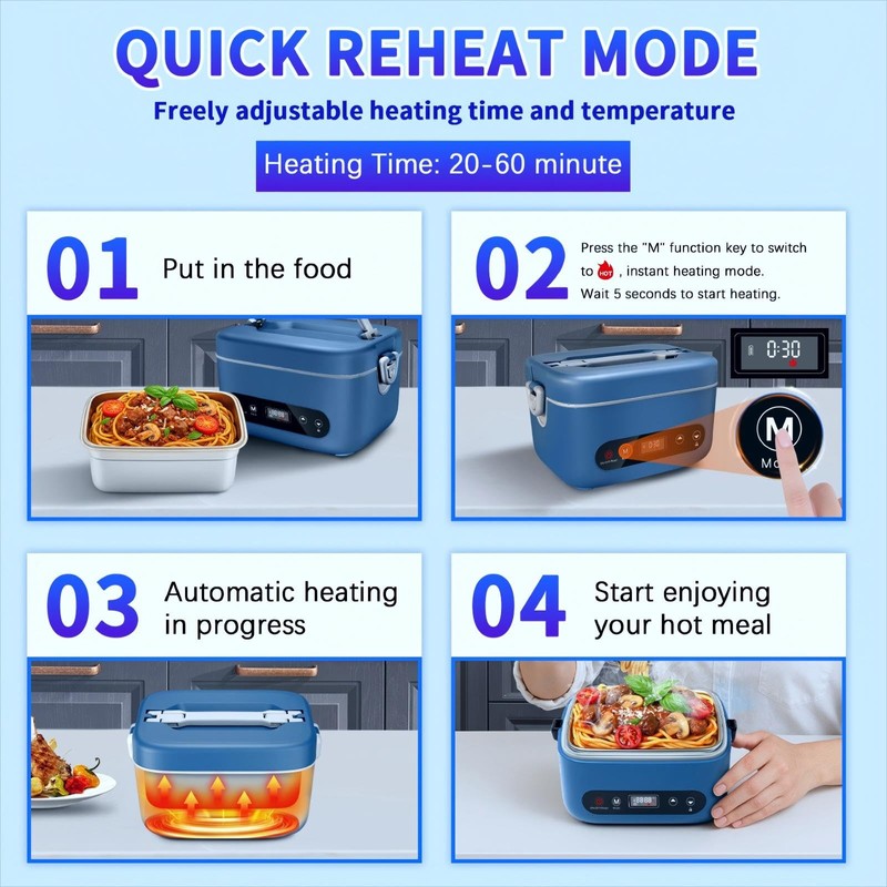 VYRALOFT Cordless Electric Lunch Box,24000mAh Battery Powered Self Heating Lunch