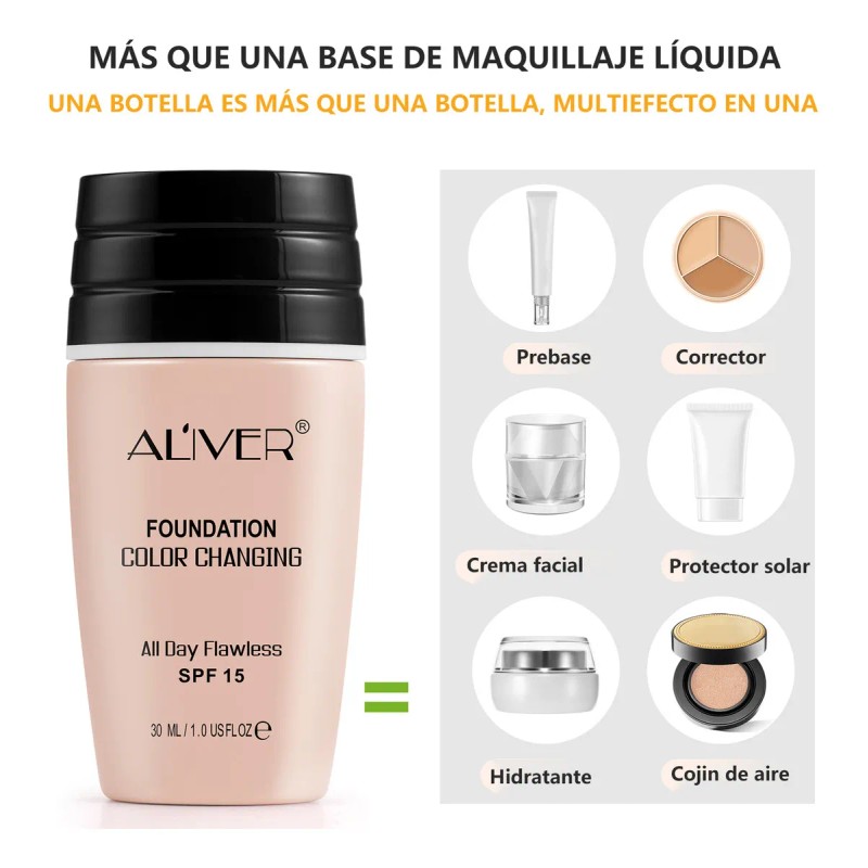 Aliver Base De Maquillaje Con Cambio De Color 2 Unidades