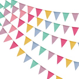 Luxoraiova 3 Stück Wimpelkette Stoff Outdoor Wetterfest Wimpel Girlande Deko Gartenparty Spielhaus Zubehör Wimpelkette Geburtstag für Gartenparty Deko Regenbogen Deko Sommerfest Deko Schulanfang