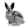 Floral Bunny Tangle Artistic Design - 3" Vinyl Sticker -