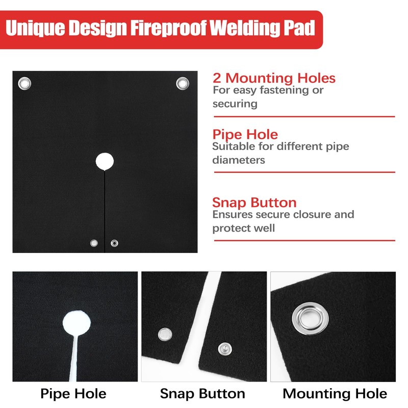 1/5"(5mm) Welding Blanket Fireproof, 12''x12'' Thickened Heat Shield Welding Pad,