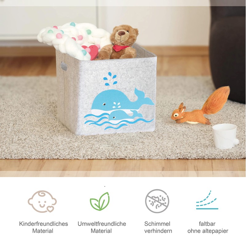 LuckySign-Care Children's Storage Box / Toy Basket (Whale)