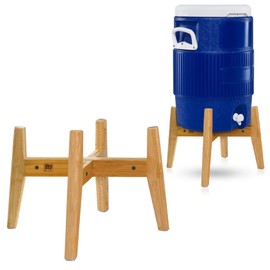 ZPirates 5 Gallon Water Dispenser Stand - Adjustable, Holds (3-5 Gallon) Medium-Large Drink Jugs Bottles Jars and Ceramic Crocks - Bamboo Stand Only