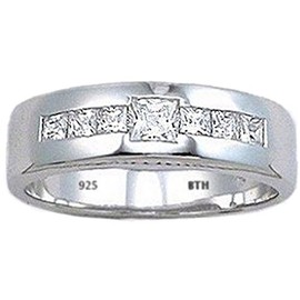 BESTTOHAVE Mens Ring - Genuine 925 Sterling Silver Wedding Engagement Jewelry Unique Band Ring Size W