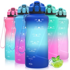 Coolfel Sports Water Bottle 2 L, 1.5 L, 1 L, 700 ml, 500 ml Children's Leak-Proof, Motivational Water Bottle with Time Marking, BPA-Free Tritan Drinking Bottle for Girls, Boys, School, Gym