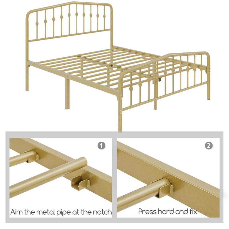 Yaheetech Queen Bed Frames Metal Platform Bed with Victorian Style