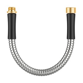 Short Metal Garden Hose 1 ft Connector, Stainless Steel Small Hose Extension Adapter for Hose Reel, Long, Flexible, Lightweight & Heavy Duty Water Pipe, No Kinking Outdoor Water Hose for Yard, 1 Foot