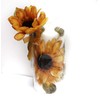 Single Large Decorative Painted Yellow Sunflower White Pillar Candle Autumn