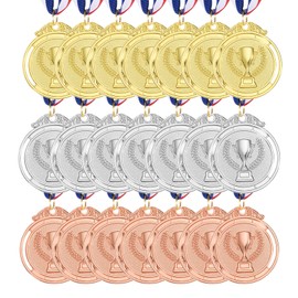PATIKIL 2 Inch Gold/Silver/Bronze Award Metals, 21 Pack Winner Medals 1st 2nd 3rd Prize with Neck Ribbon Red White Blue for Games Sports Competitions