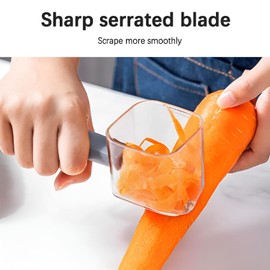 2-in-1 Premium Vegetable Peeler with Built-In Container for Mess-Free Peeling and Easy Cleanup - Perfect for Carrots, Potatoes, and More - Ergonomic Handle and Dishwasher Safe (Orange)