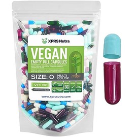 XPRS Nutra Cápsulas vacías tamaño 0-500 cápsulas veganas vacías - Pastillas vegetarianas - Relleno de cápsulas vegetales casero - Cápsulas de pastillas vegetales para preparar suplementos caseros