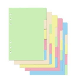 Rongxze 25 Sheets/5 Sets of Dividers A5, 5 Coloured Index Tabs, 6 Holes, Folder Index Dividers for A5 Folders, Loose Leaf Notebook, Personal Organiser, Ring Binder Inserts (21 x 15 cm)