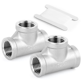 TAISHER 2PCS 304 Stainless Steel Tee Pipe Fittings, 1-1/2" x 1-1/2" x 1-1/2" NPT Female Pipe Fittings