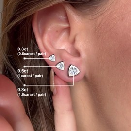 JEROOT 7 mm Cubic Zirconia Earrings in Heart Shape, Sparkling Diamond Stud Earrings with Brilliant Cut and Cubic Zirconia, Optional Gift Box, Weiß, Titanium, Moissanite