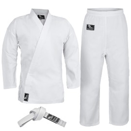(3 (1.5m / 60kg), White) - Hawk Sports Karate Uniform for Kids & Adults Lightweight Student Karate Gi Martial Arts Uniform Free Belt