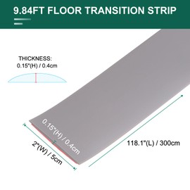 uxcell Peel and Stick Floor Edging Trim Strip, 2" Wide PVC Laminate Floor Strip Door Flat Divider Strip for Laminate Doorway Width Less Than 1 Inch Grey 9.84Ft