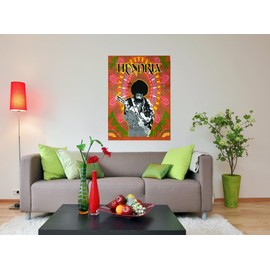 ICC Jimi Hendrix Guitar Poster Wall Hanging Tapestries Jimmie Hendrix Classic Rock legend Music Tapestry Jimmy Bohemian Decoration Psychedelic Hippie Large Vintage Decor Brown