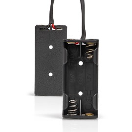 KASSupply Triple-A Battery Connectors, 2 Slot Hard-Shell AAA Battery Holders with Insulated Wire Leads - 2 Pieces