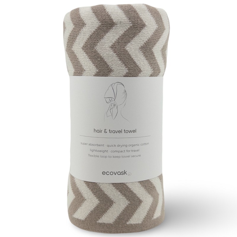 Ecovask Travel Towel & Hair Wrap - Organic Cotton, Original