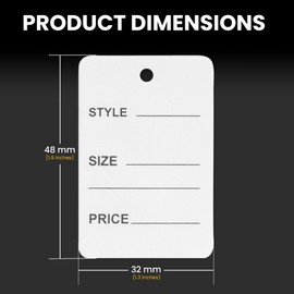Perco White Unstrung Marking Price Tags Size 32 * 48mm Pack of 1000 Paper Clothing Tag