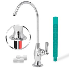 Metpure Airgap RO Faucet with 3-Connection Ports. NSF Certified Reverse Osmosis Drinking Water Filtration System Water Dispenser (Chrome) with Pre-Inserted Tubing and Install Tool. Vase Style