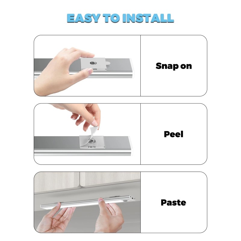 ASOKO Under Cabinet Lights Motion Sensor USB-C Rechargeable LED Closet