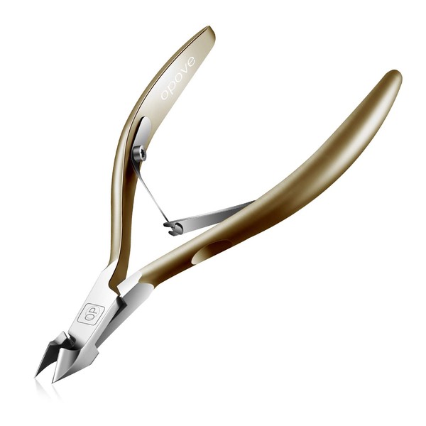 Cuticle Nippers 3/4 Cuticle Trimmer Clippers Stainless Steel Scissors Extremely Sharp Edge Cutter Pedicure Treatment Manicure Tool, opove X7 Matte Gold