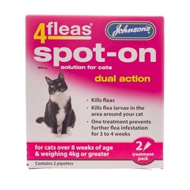 JOHNSONS 4FLEAS CAT - DUEL ACTION SPOT ON - +8 WEEKS ABOVE 4KG WEIGHT (X3 PACKS)