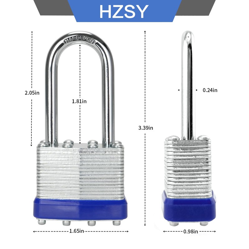 Padlocks Keyed Alike Key Lock, 6 Pack Laminated Steel Keyed