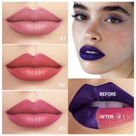 Baorder 3 Piece Peel Off Lip Stain Lip Tint Set, Durable Peel Off Matte Lip Gloss, Matte Liquid Lipstick Nude Waterproof Lip Stain Non-Stick Cup Peel Off Lip Liner Lip Makeup