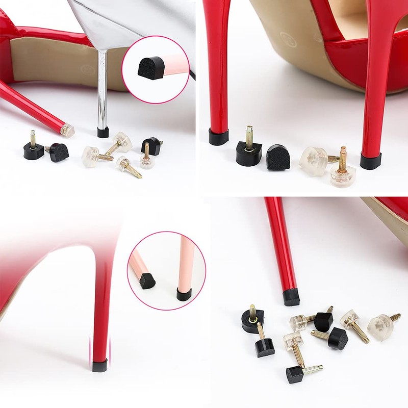 6 Pairs High Heel Tips Shoes Replacement Kit Black Non-Slip