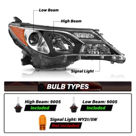 BRYGHT Halogen Headlight Assembly Fit for 2013 2014 2015 Toyota Rav4, 13 14 15 RAV-4 OE Style Left Driver Side & Right Passengr Side