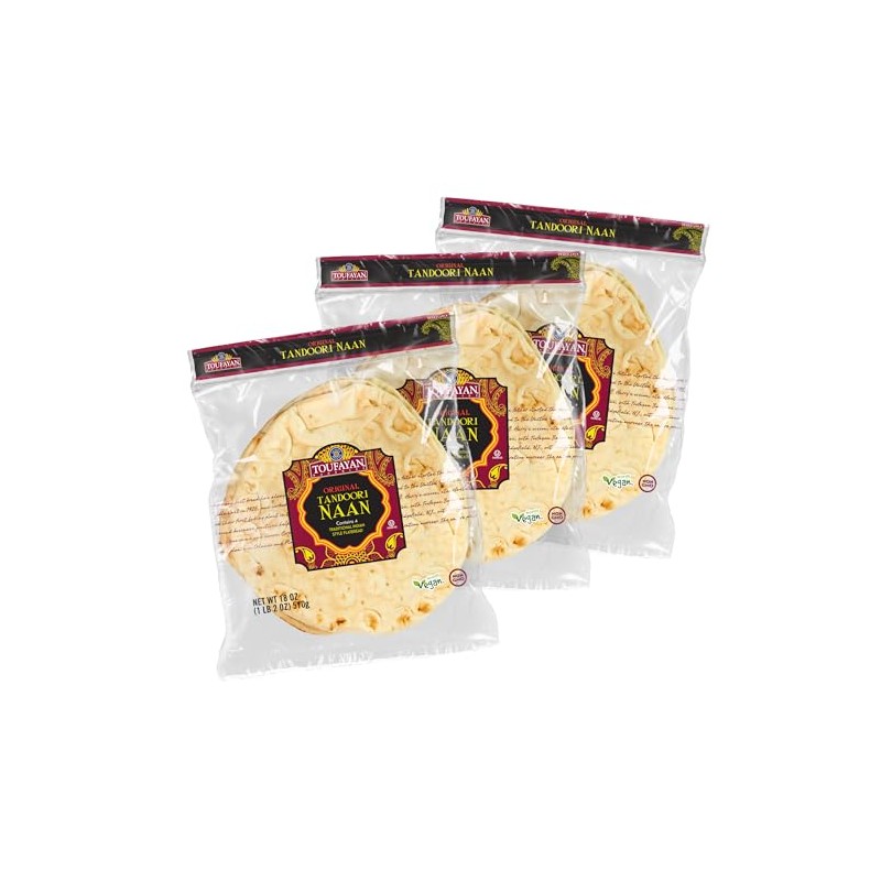 Toufayan Original Naan Tandoori | Non-GMO and Vegan (3 Pack,