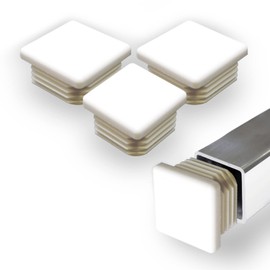 Prescott Plastics 1.5" Inch Square Plastic Plug Insert (20 Pack), White End Cap for Metal Tubing, Fence, Glide Insert for Pipe Post, Chairs and Furniture - Square Tubing Chair Furniture Glide